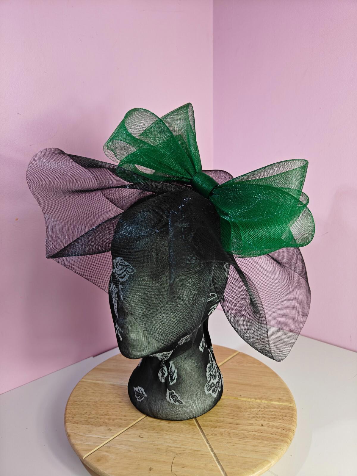 black green fascinator millinery headband derby wedding hat ascot race