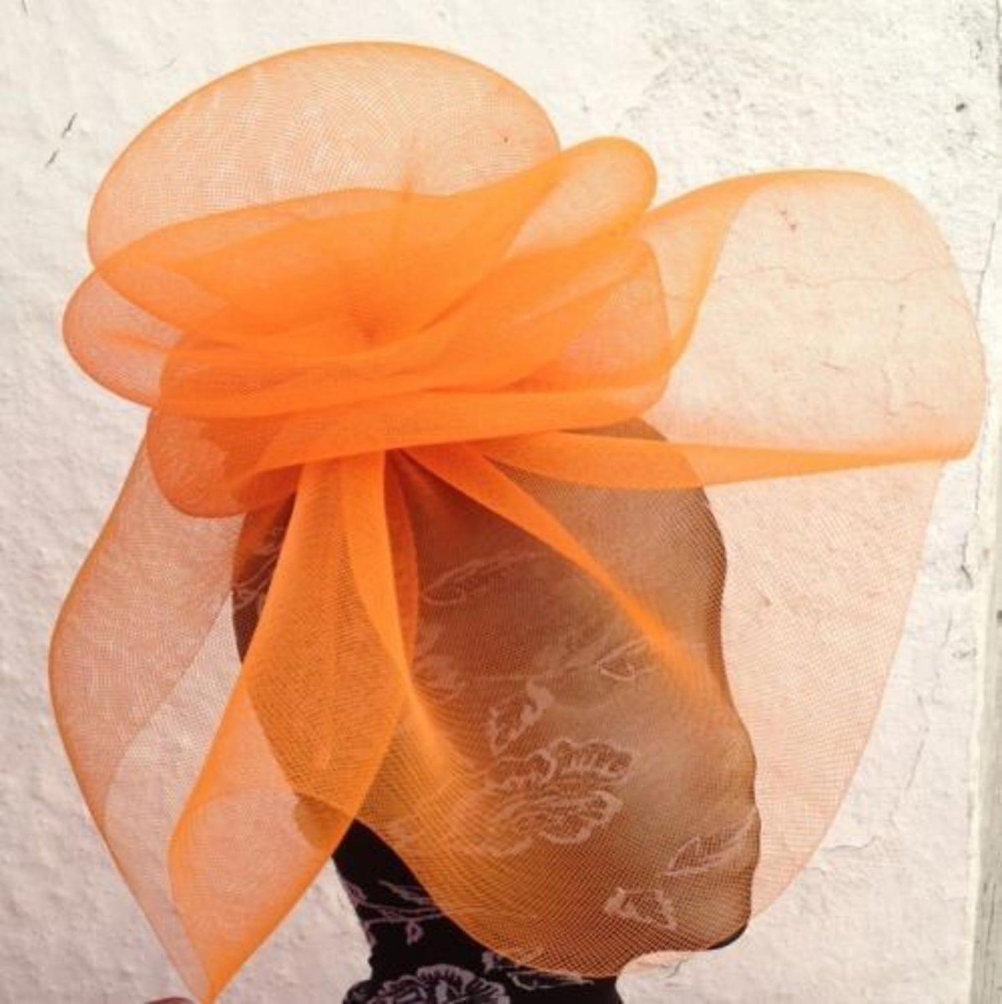 orange fascinator millinery burlesque wedding hat ascot race bridal British