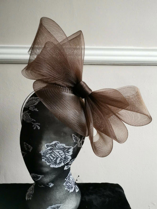 brown headband crin fascinator millinery hat wedding ascot