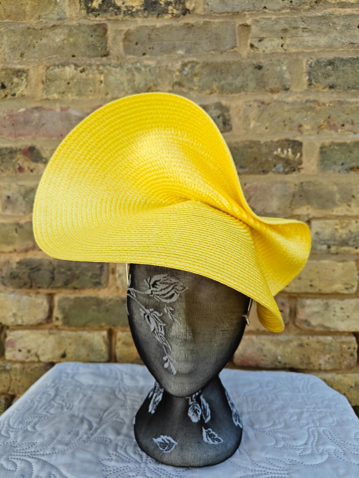 yellow large straw fascinator millinery headband wedding hat ascot