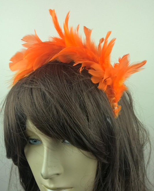 orange feather headband fascinator hair band wedding bridal race party ascot
