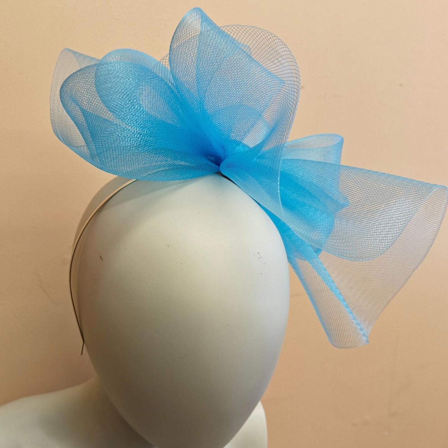 light blue fascinator millinery burlesque headband wedding hat ascot race