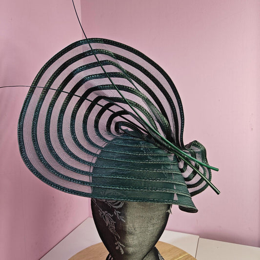 green ostrich quill spine fascinator wedding hat Kentucky Derby Royal Ascot