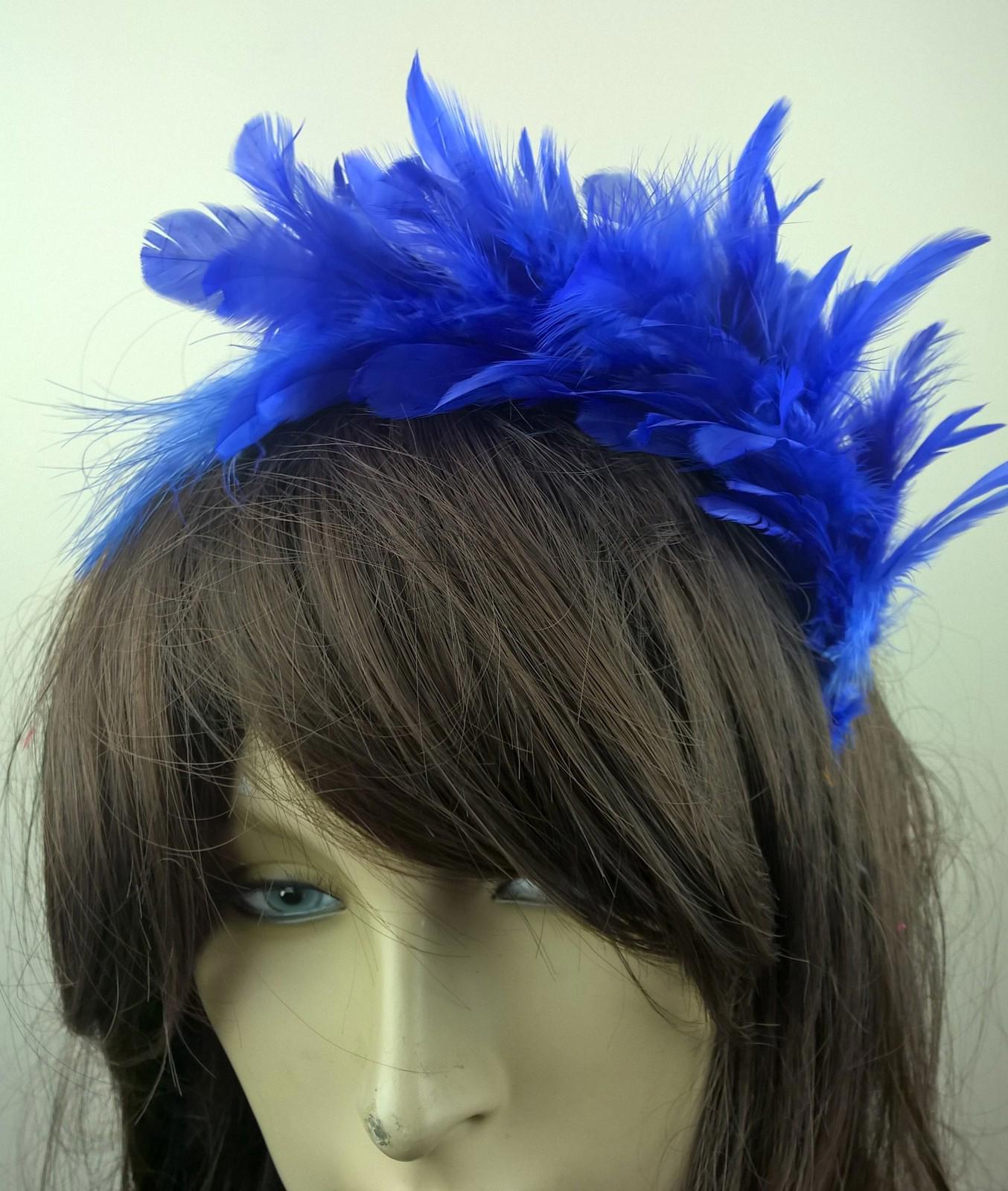 royal blue feather headband fascinator hair band wedding bridal race party ascot
