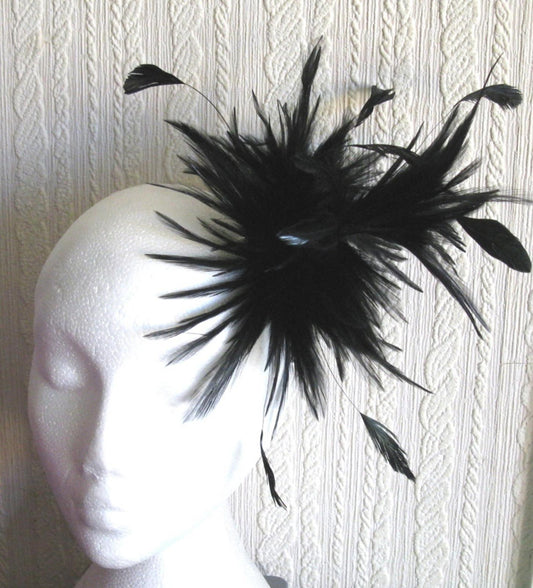 black fascinator millinery feather brooch clip wedding