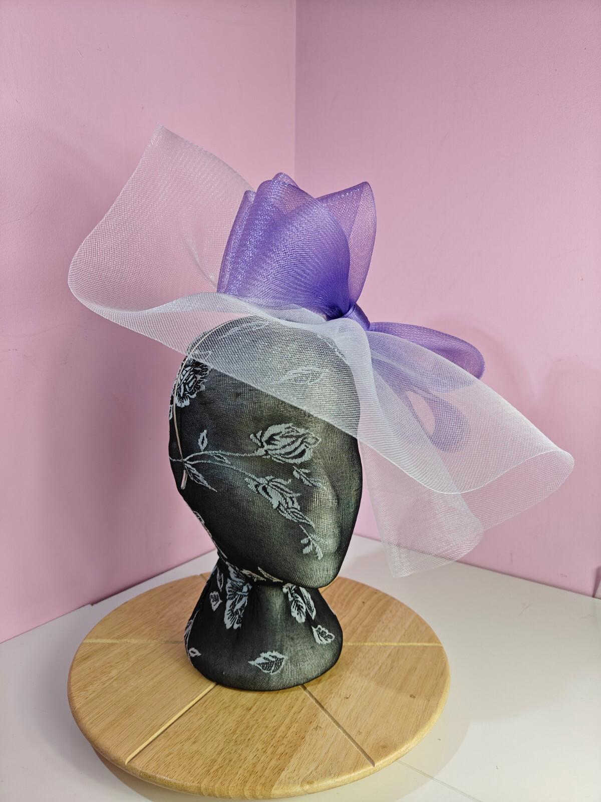 white light purple fascinator millinery headband derby wedding hat ascot race