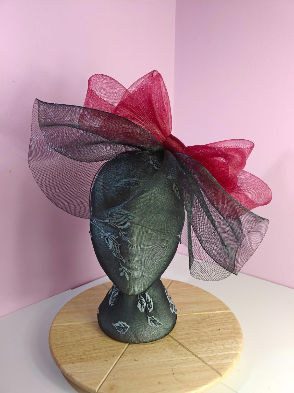 black dark red fascinator millinery headband derby wedding hat ascot race