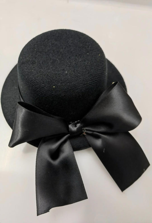 Black mini top hat fascinator millinery burlesque wedding hen party fancy dress