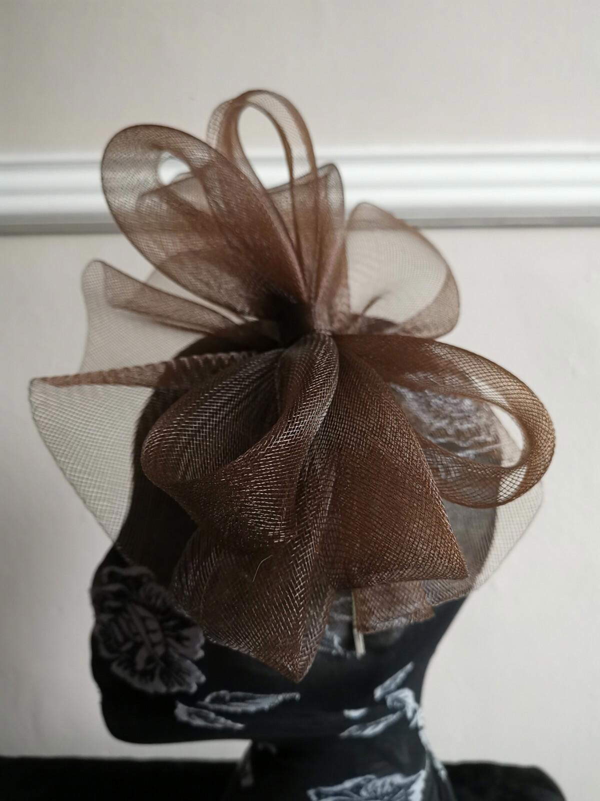 dark brown fascinator millinery burlesque headband wedding hat hair piece