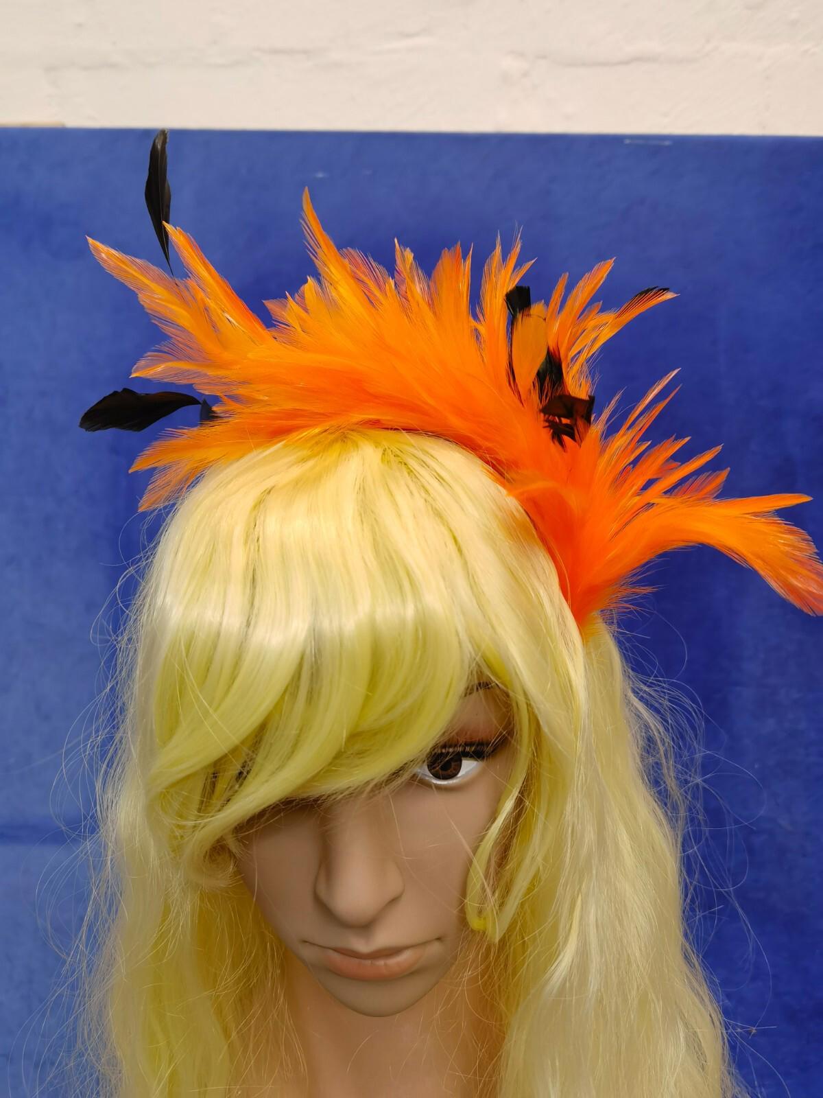 orange feather headband fascinator millinery wedding 1