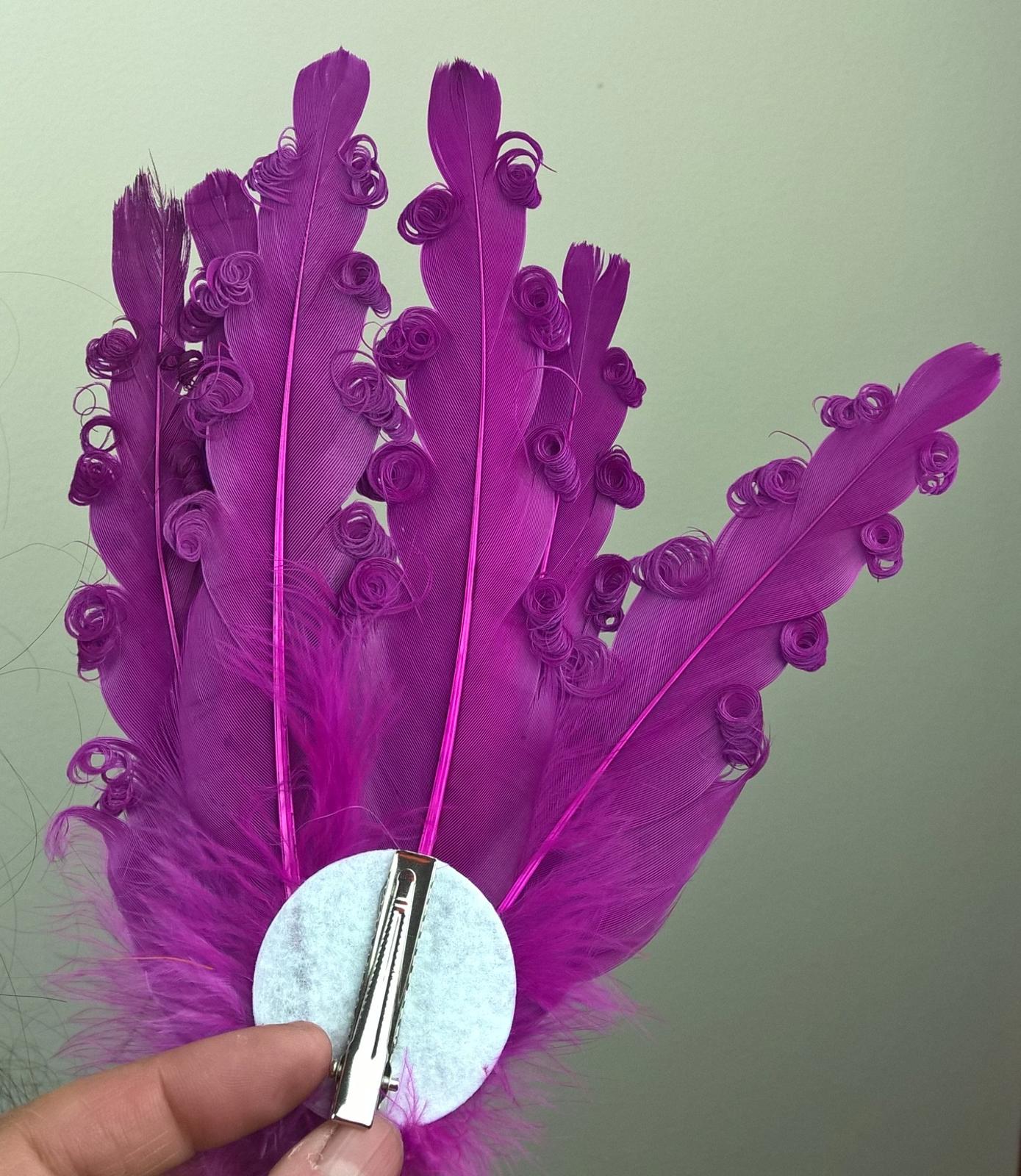 purple feather fascinator millinery hair clip wedding piece ascot race dance