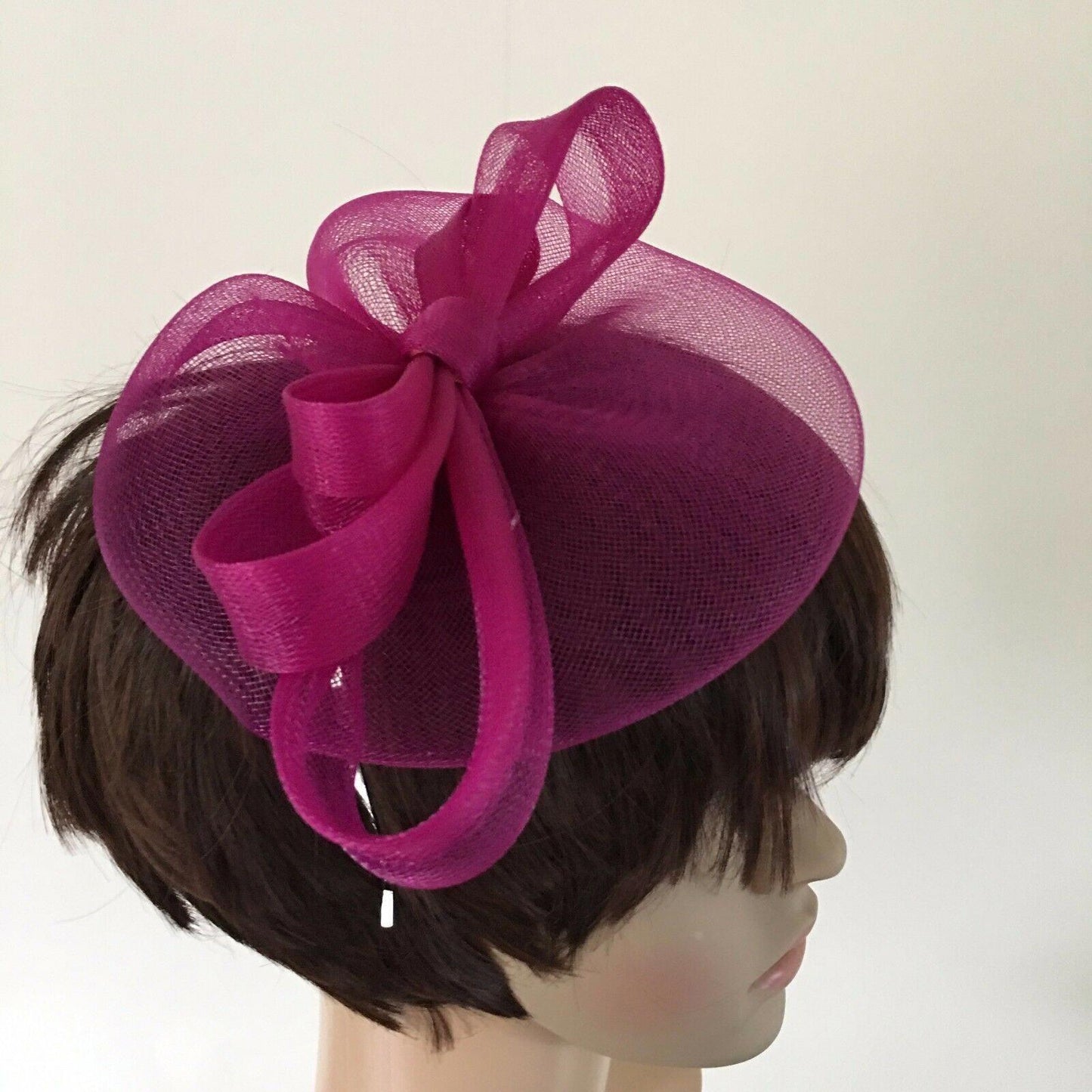 dark plum pink purple headband crinoline fascinator millinery hat wedding ascot