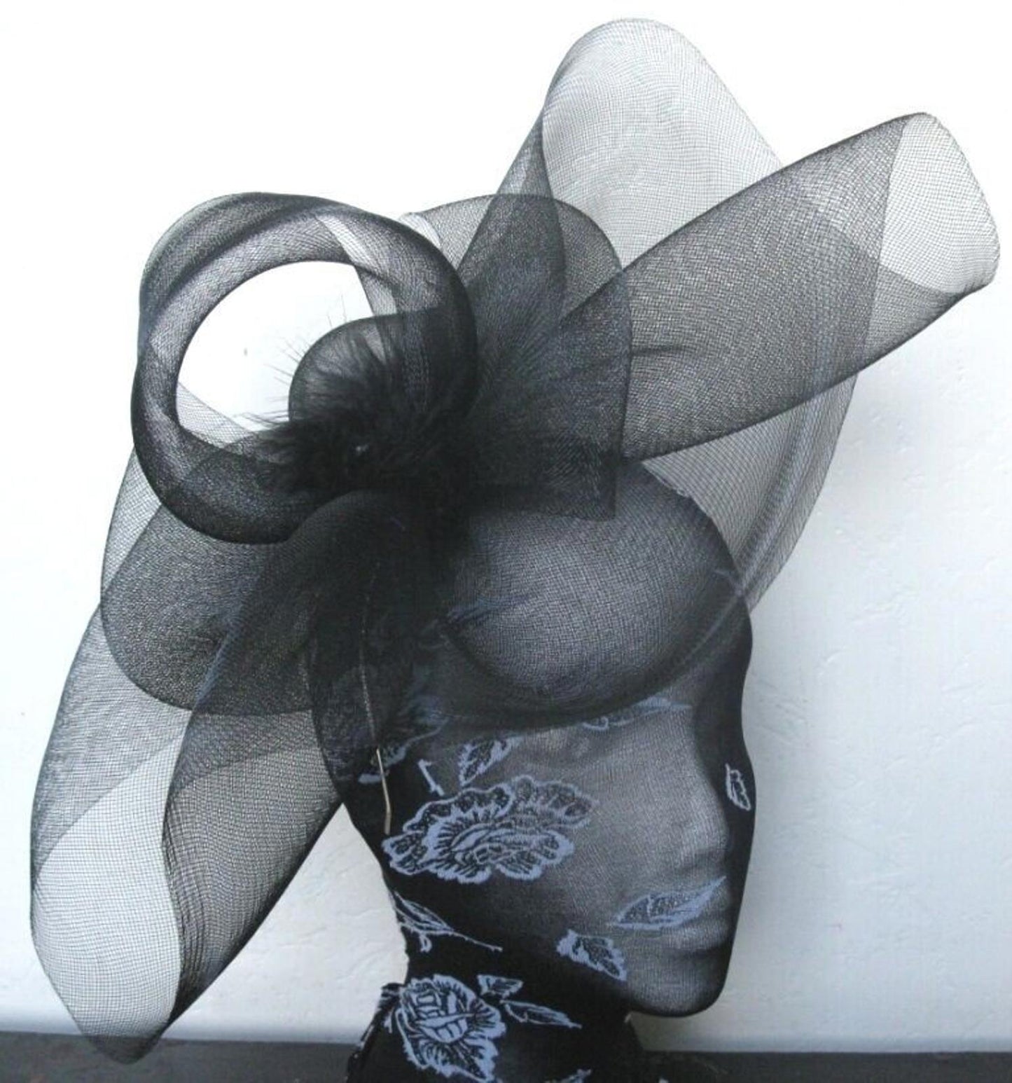 black fascinator millinery burlesque headband wedding hat ascot race