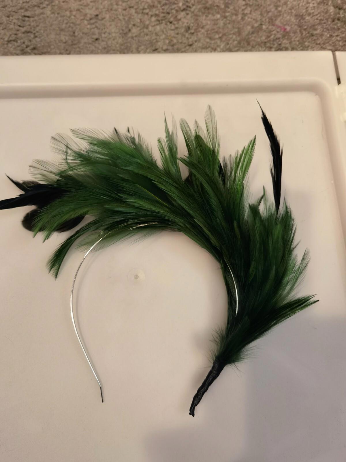 green feather headband fascinator millinery wedding 1