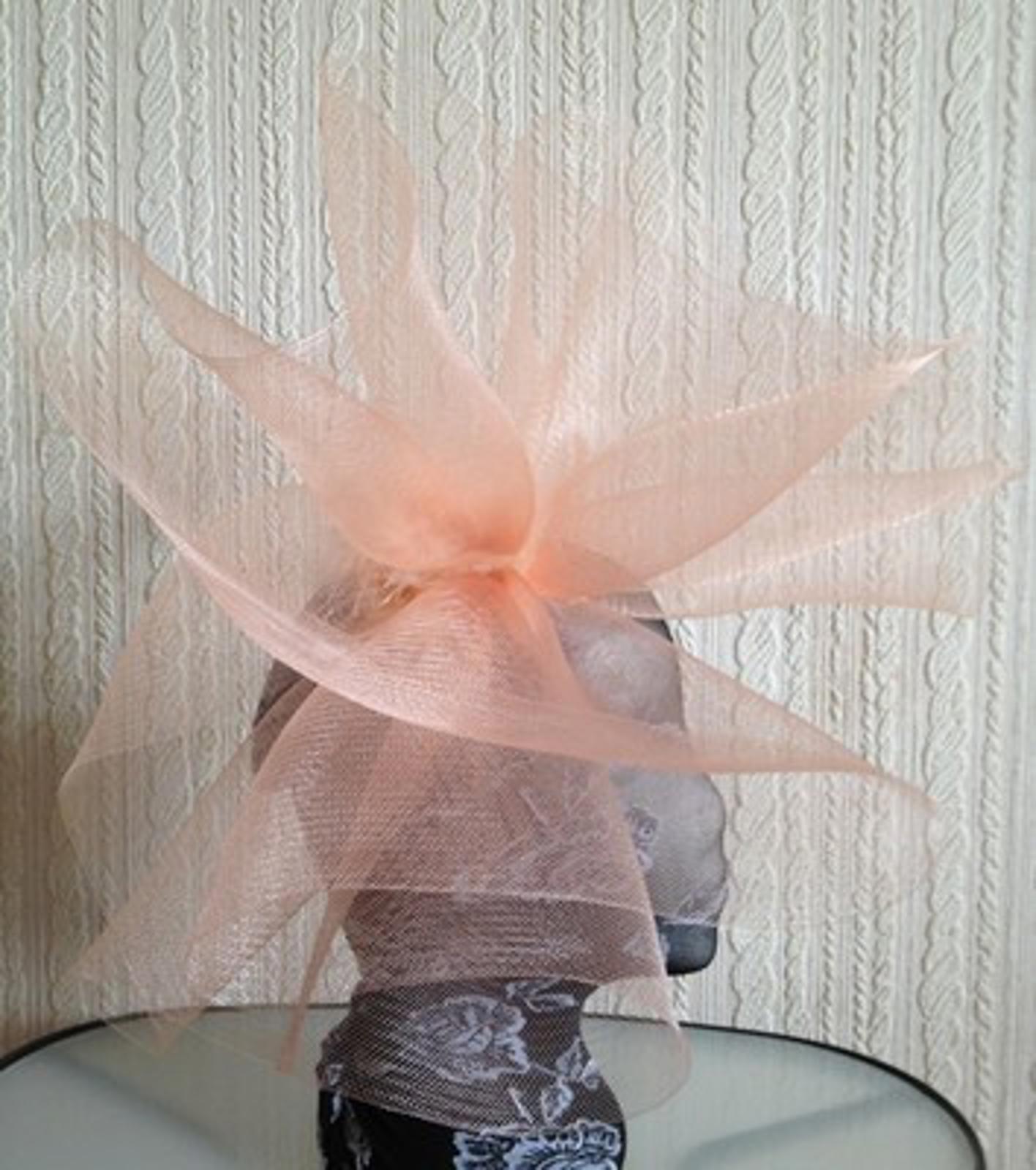 nude peach coral feather headband fascinator millinery hat wedding ascot race