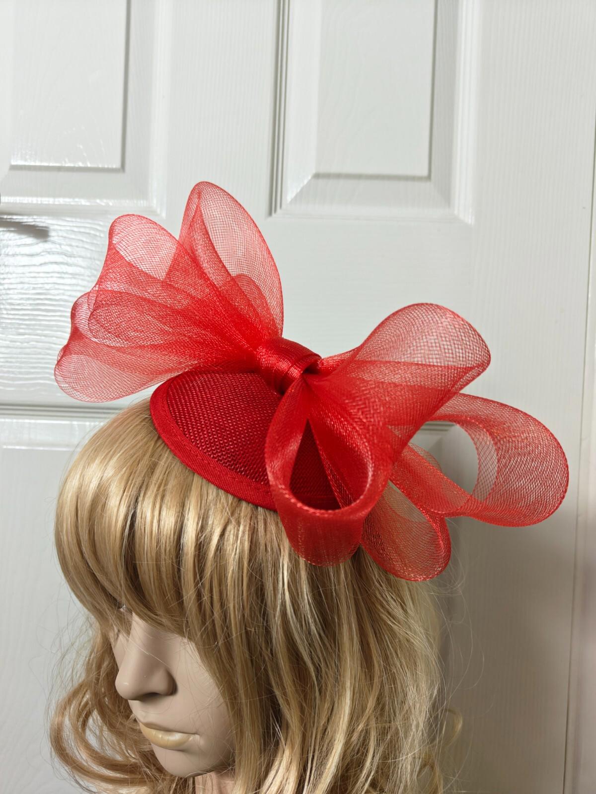 red fascinator millinery burlesque headband wedding hat ascot race
