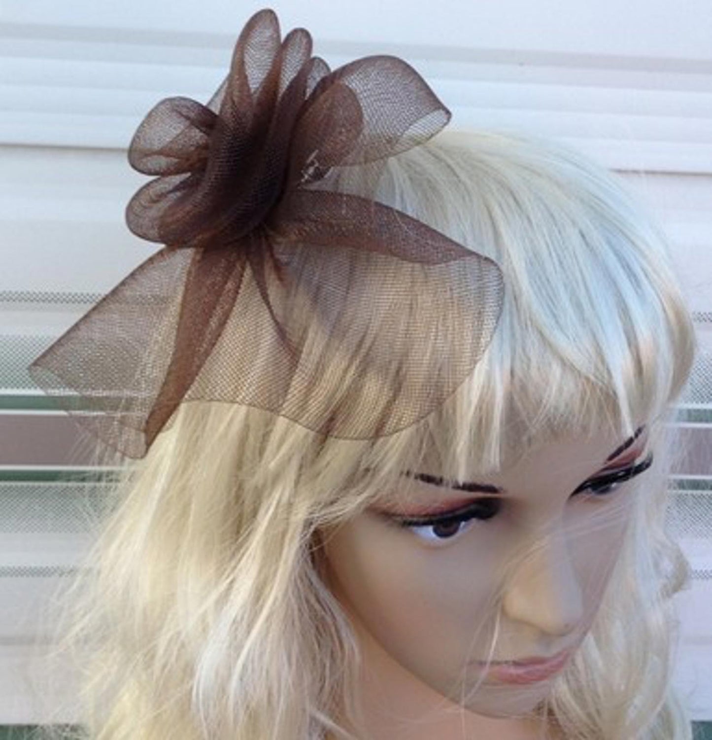 brown fascinator millinery feather brooch clip wedding hat bridal ascot race