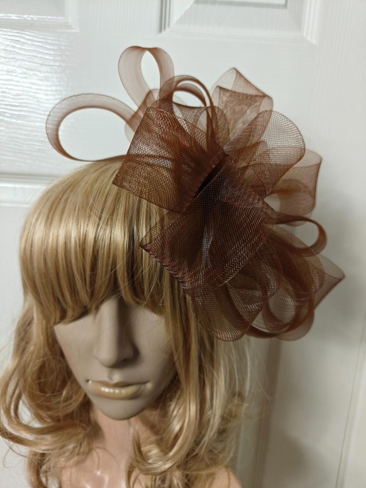 chocolate brown fascinator millinery burlesque headband wedding hat ascot race