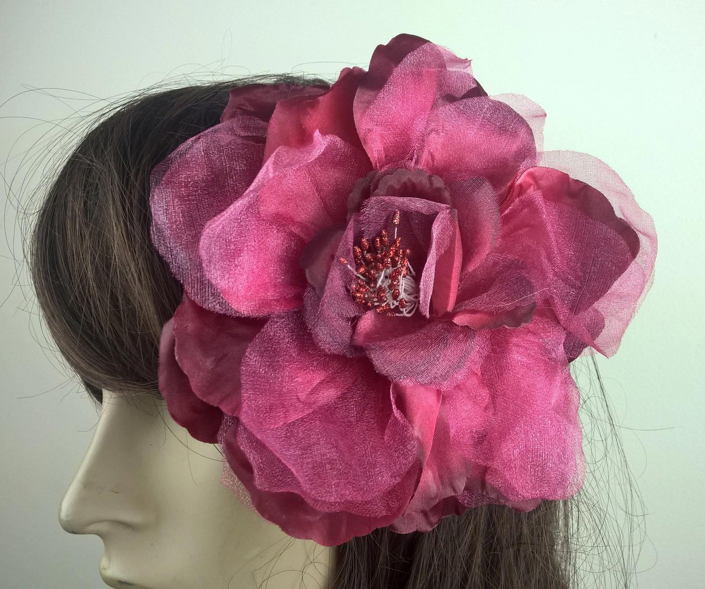 dark red satin flower fascinator millinery burlesque wedding hat bridal race