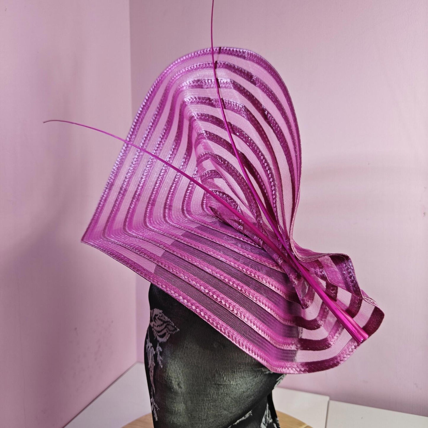 pink ostrich quill spine fascinator wedding hat Kentucky Derby Royal Ascot