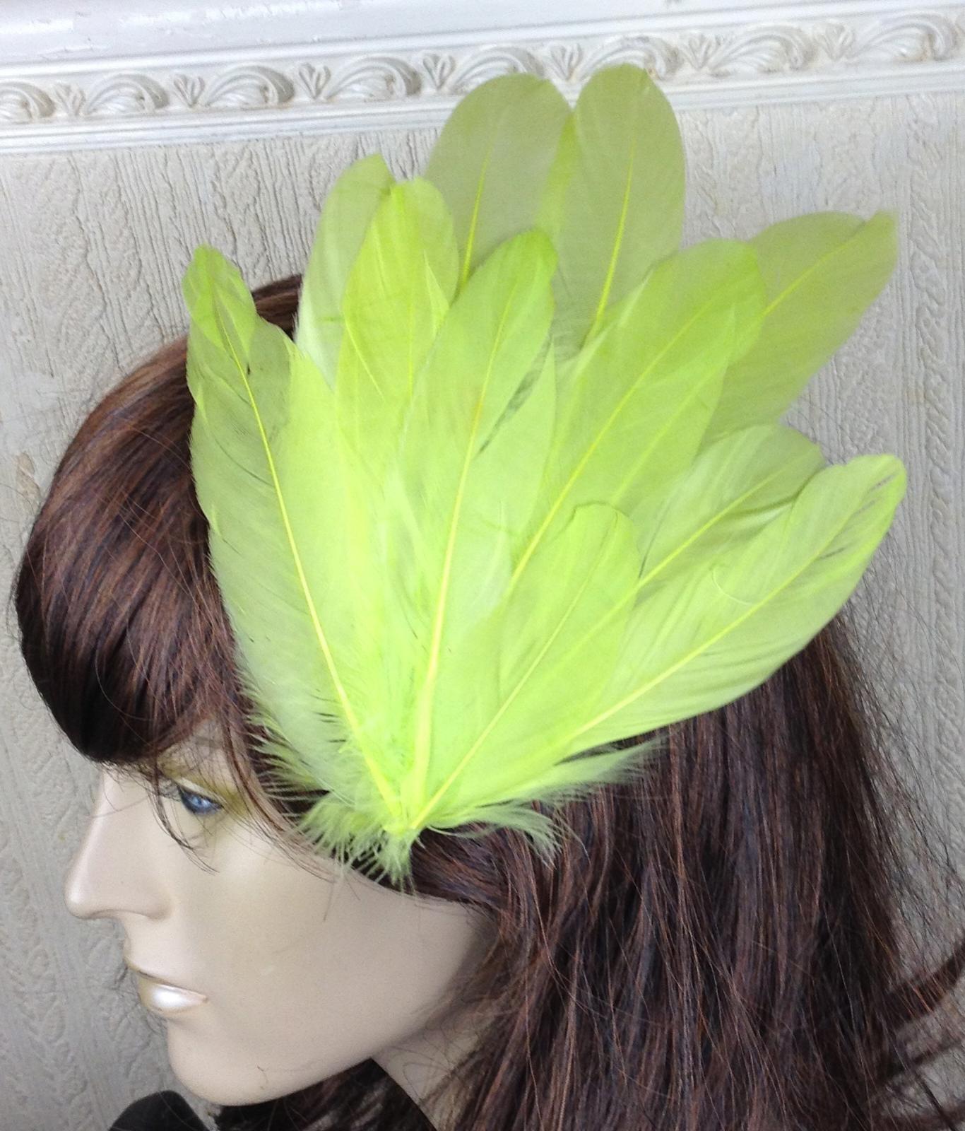 yellow green feather fascinator millinery hair clip wedding piece ascot race