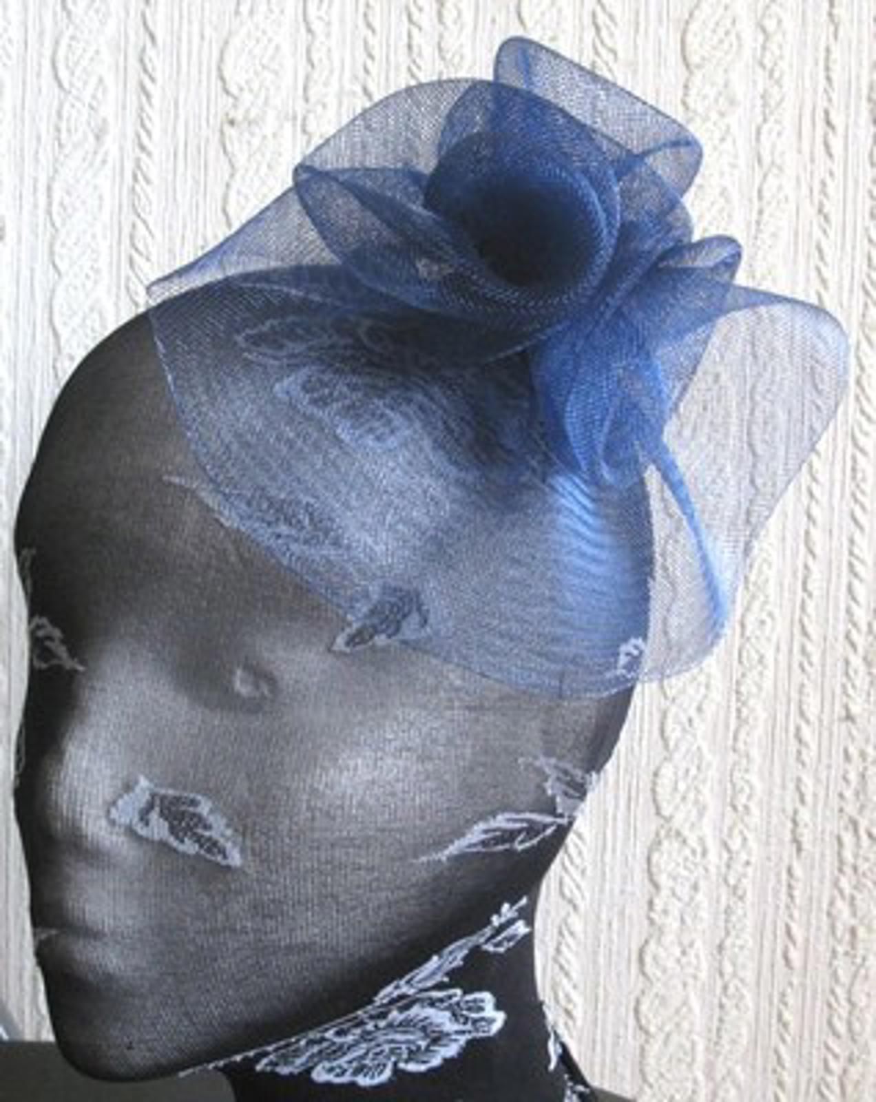 navy blue flower fascinator millinery  brooch clip wedding hat bridal ascot race