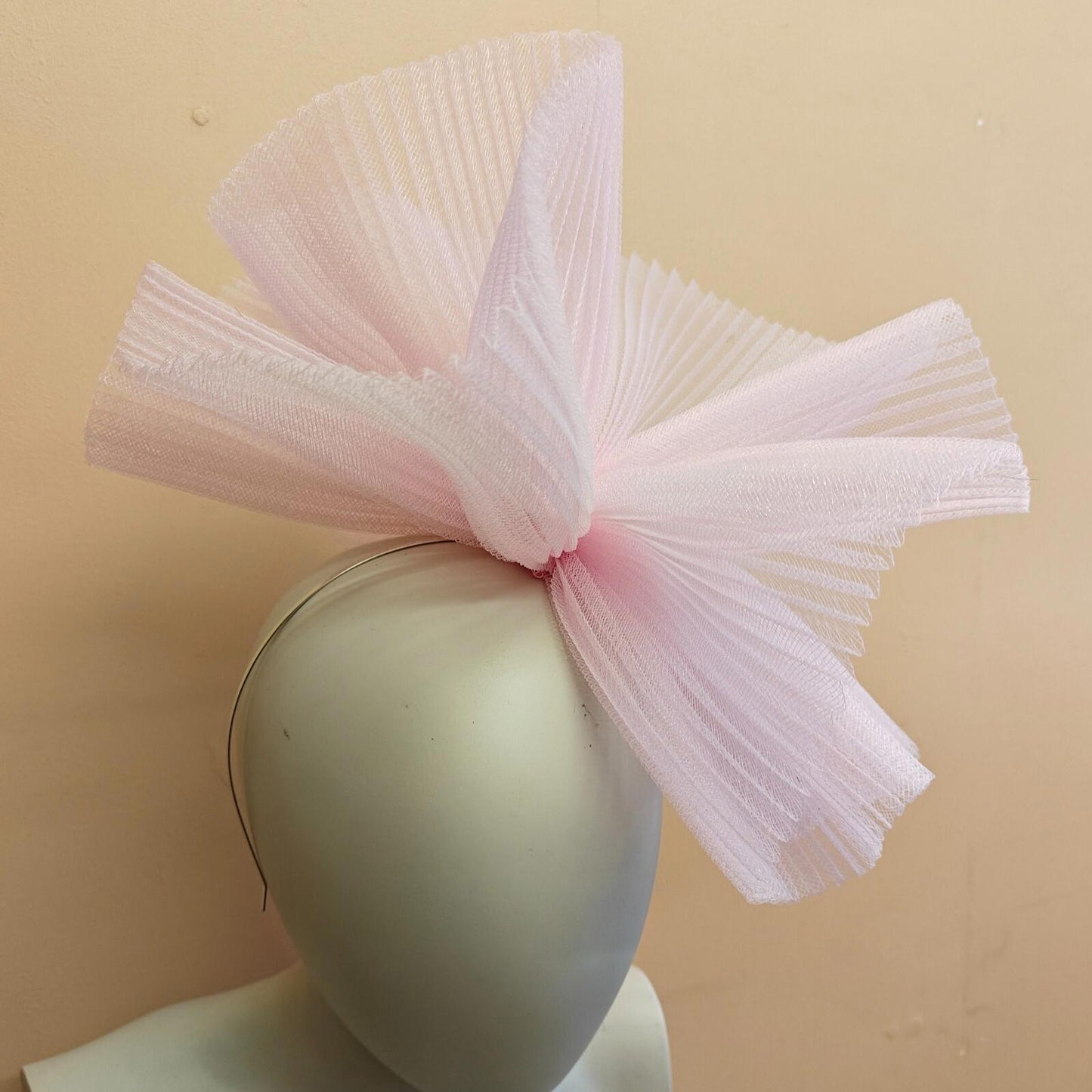 light pink fascinator millinery burlesque headband wedding hat ascot race