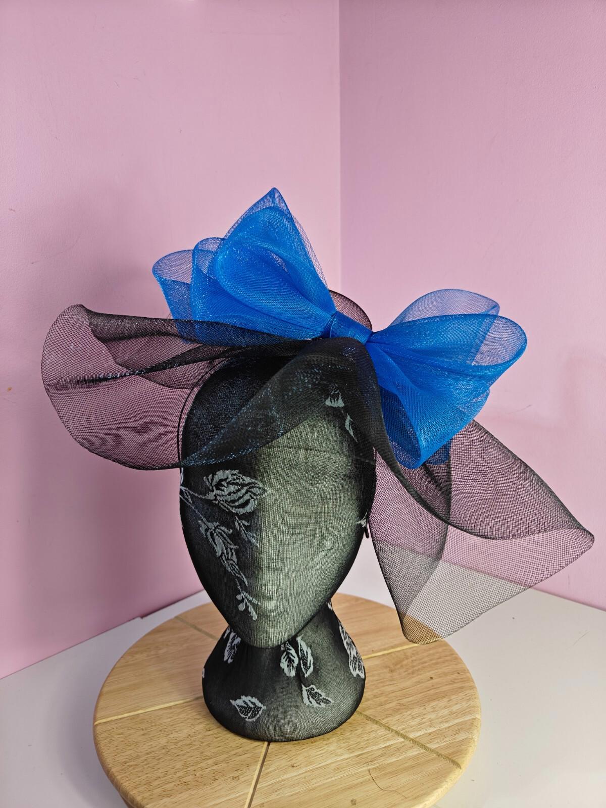 black blue fascinator millinery headband derby wedding hat ascot race