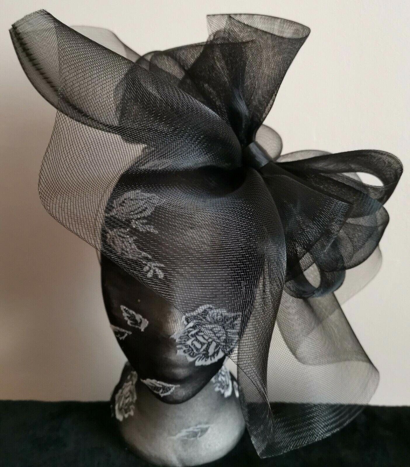 black fascinator millinery burlesque headband wedding hat ascot race