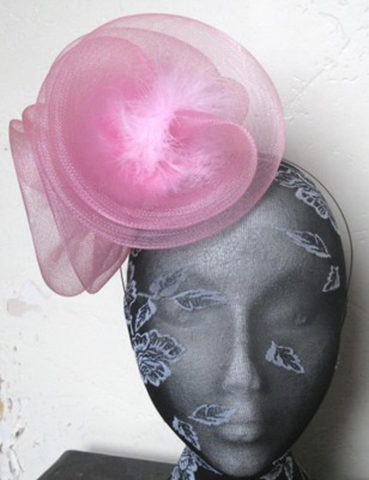 baby pink feather fascinator millinery burlesque headband wedding hat hair