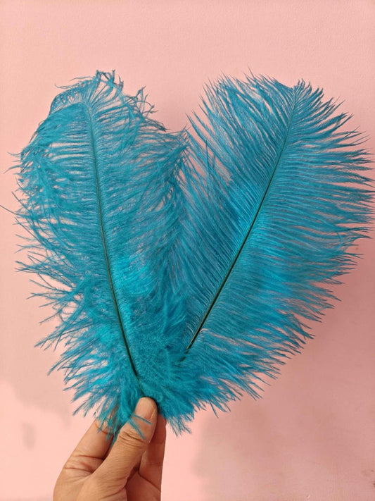 turquoise blue ostrich feather hair clip fascinator fancy dress costume dance
