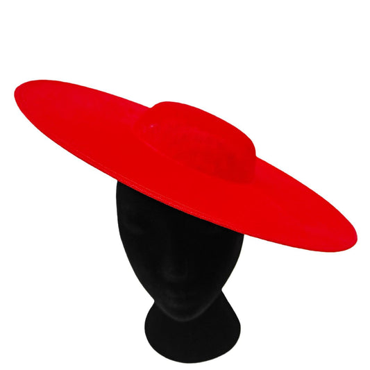 red large wide brim DIY fascinator base wedding hat Kentucky Derby Ascot