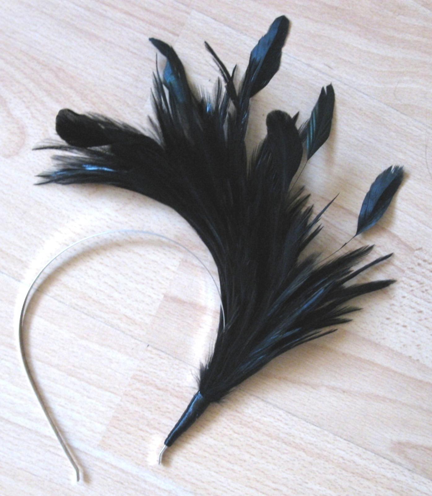 BLACK feather headband fascinator millinery wedding x