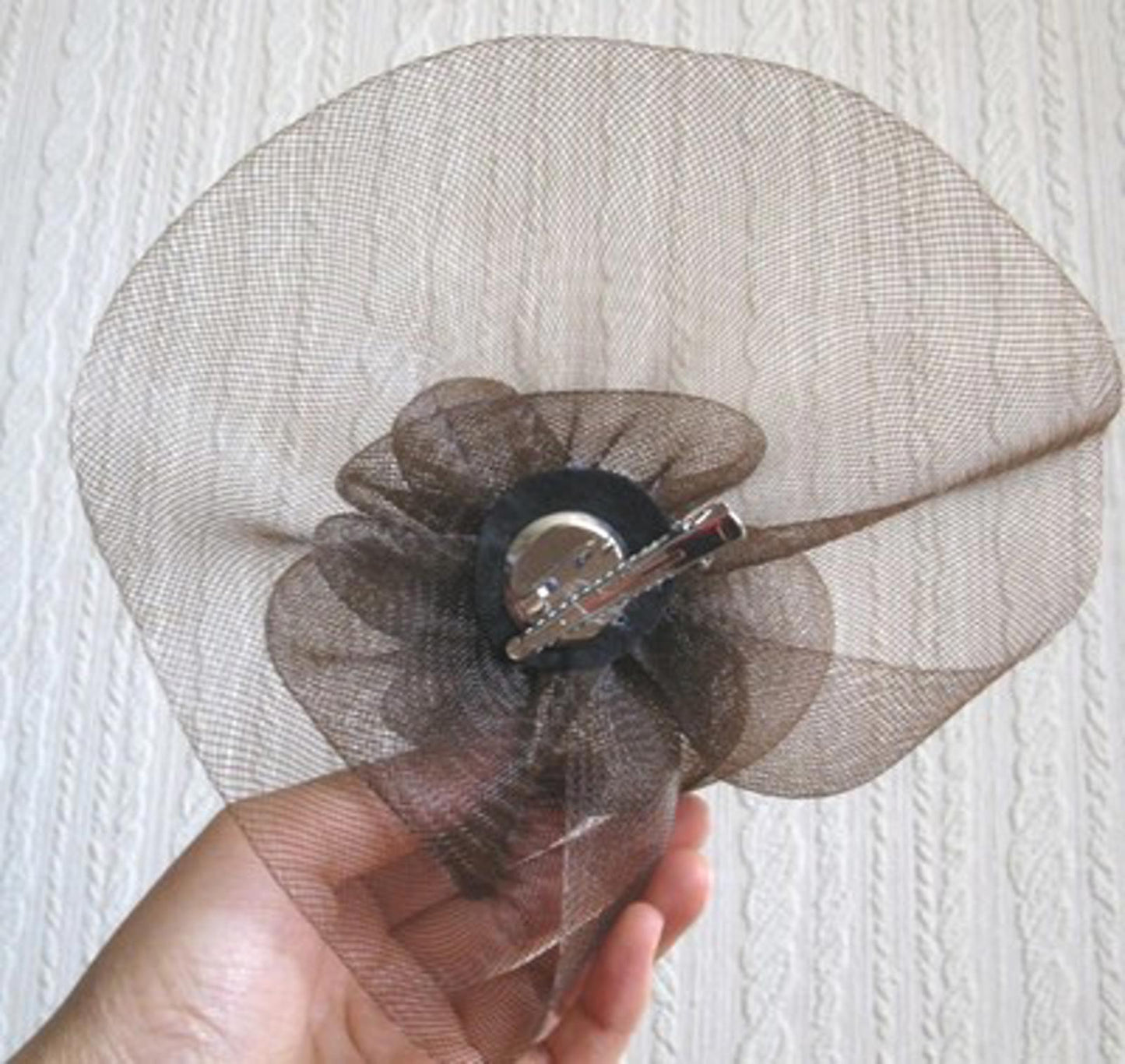 brown flower fascinator millinery  brooch clip wedding hat bridal ascot race