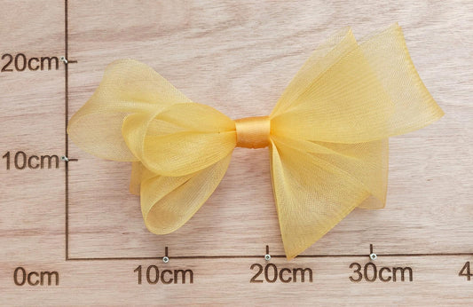 champagne gold large crinoline bow art craft DIY handmade fascinator hair clip