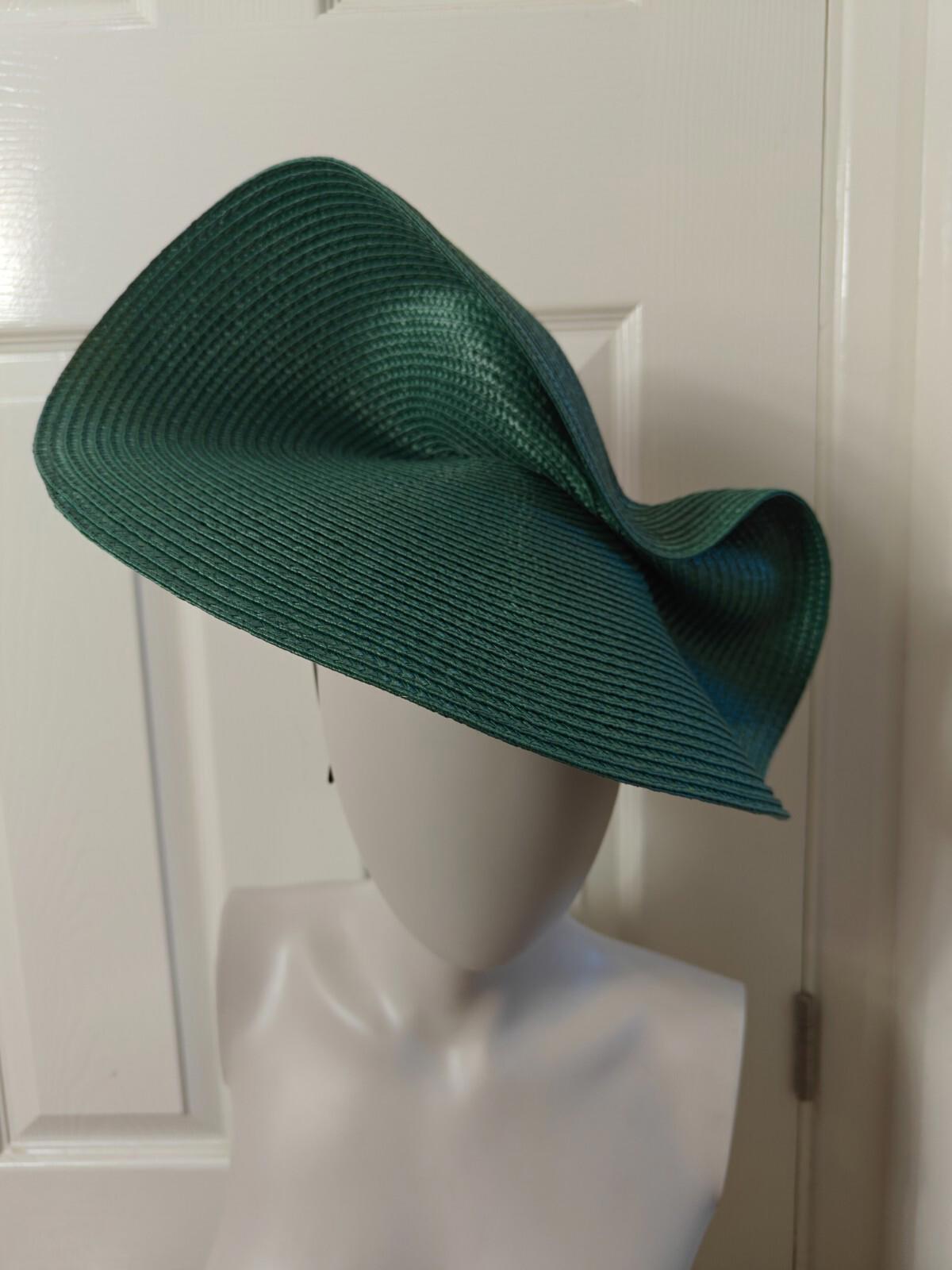 green large straw fascinator millinery burlesque headband wedding hat
