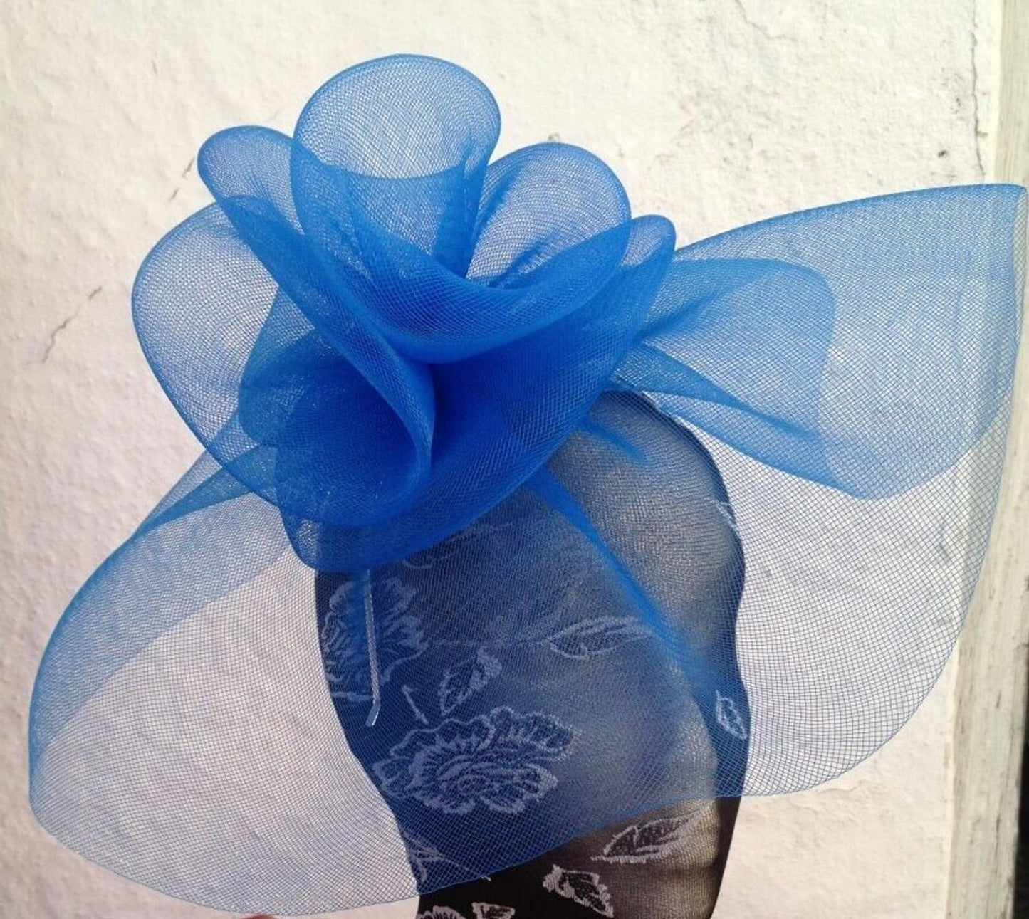 blue fascinator millinery burlesque wedding hat ascot race bridal British