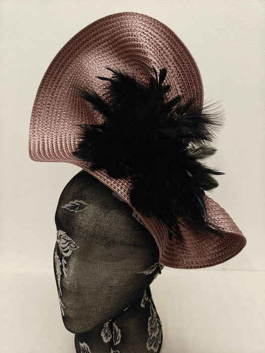 beige black flower large straw fascinator millinery burlesque headband wedding