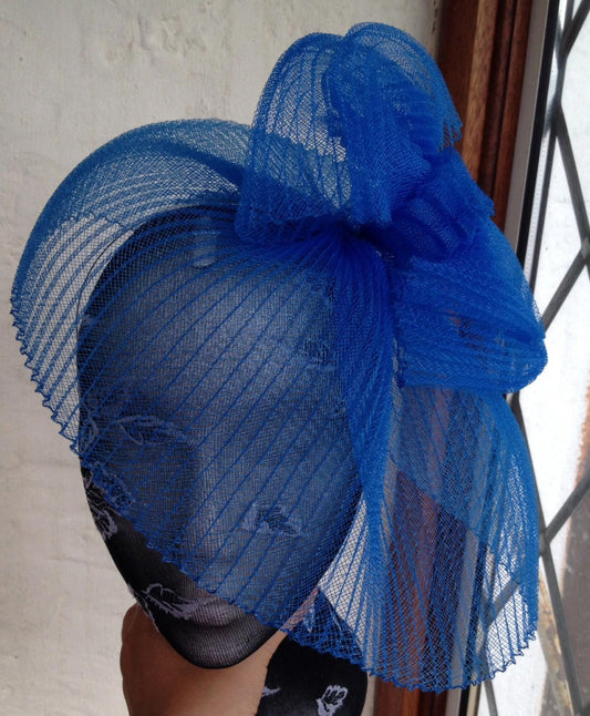 Blue fascinator millinery burlesque wedding hat hair piece ascot race bridal 1