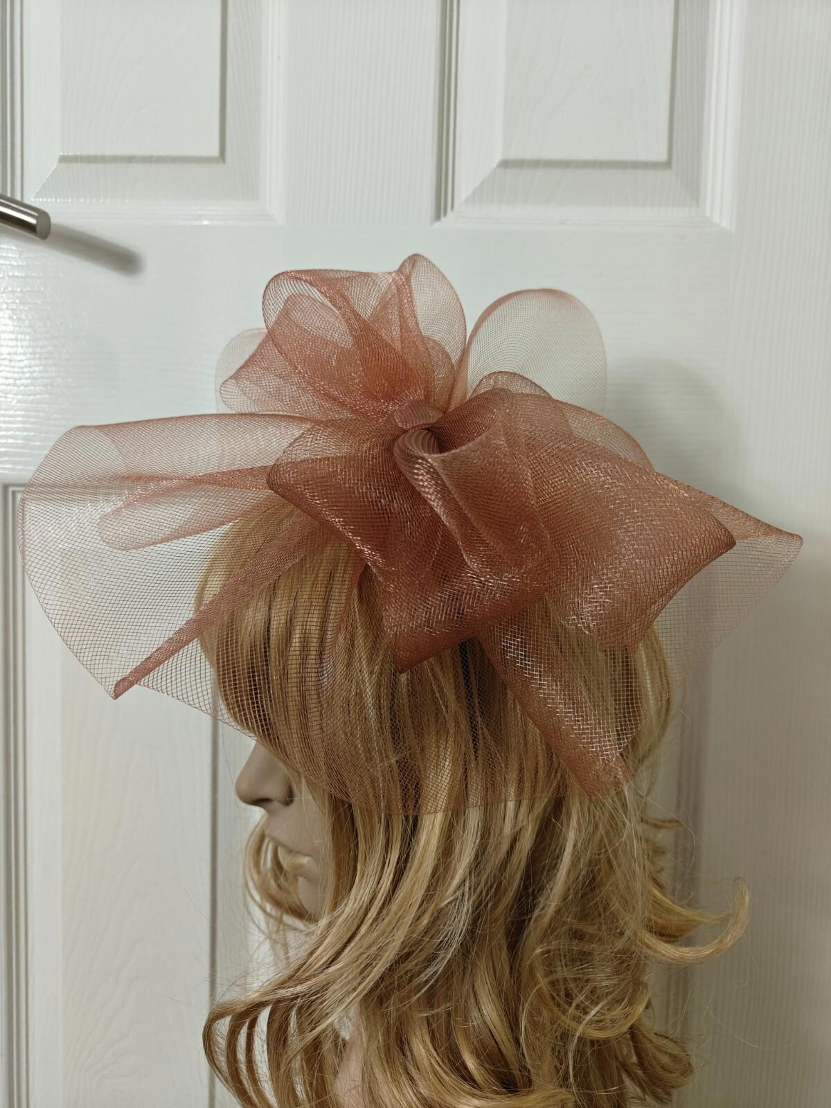 brown caramel fascinator millinery burlesque headband wedding hat ascot race