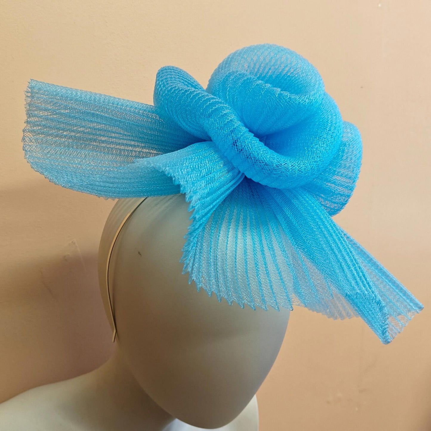 light blue fascinator millinery burlesque headband wedding hat ascot race