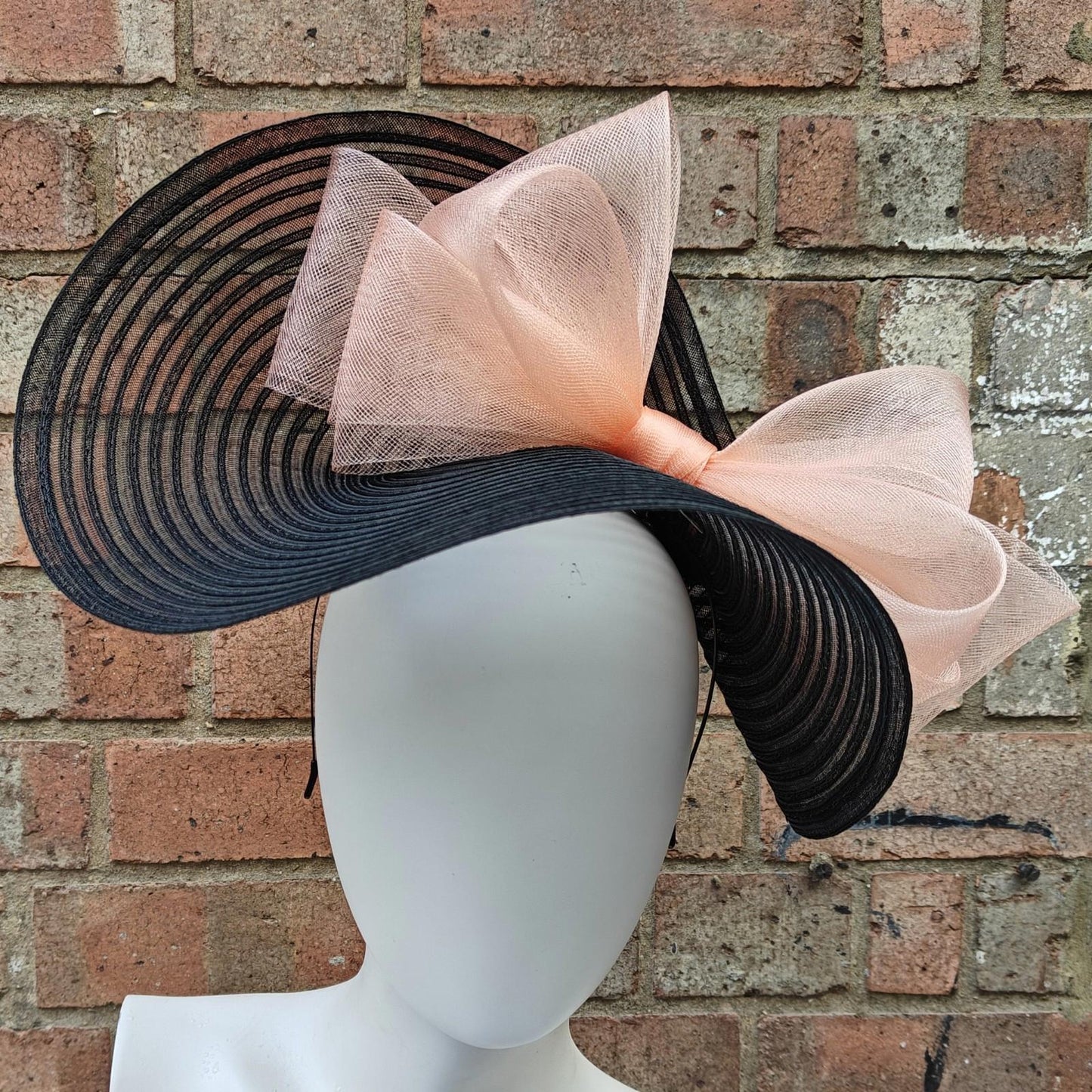 black peach bow crinoline fascinator millinery headband wedding hat party cosplay