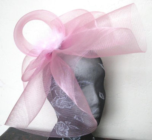 baby pink feather fascinator millinery burlesque headband wedding hat hair