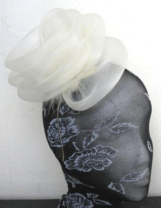ivory feather fascinator millinery burlesque headband wedding hat hair piece
