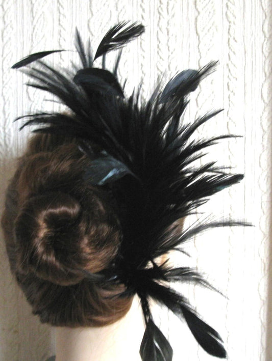 black feather comb fascinator millinery wedding hat x