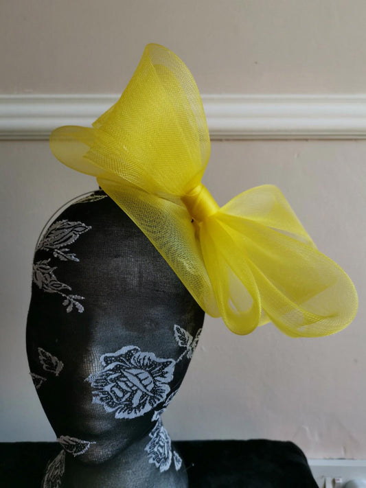 yellow fascinator millinery burlesque headband wedding hat hair piece ascot race