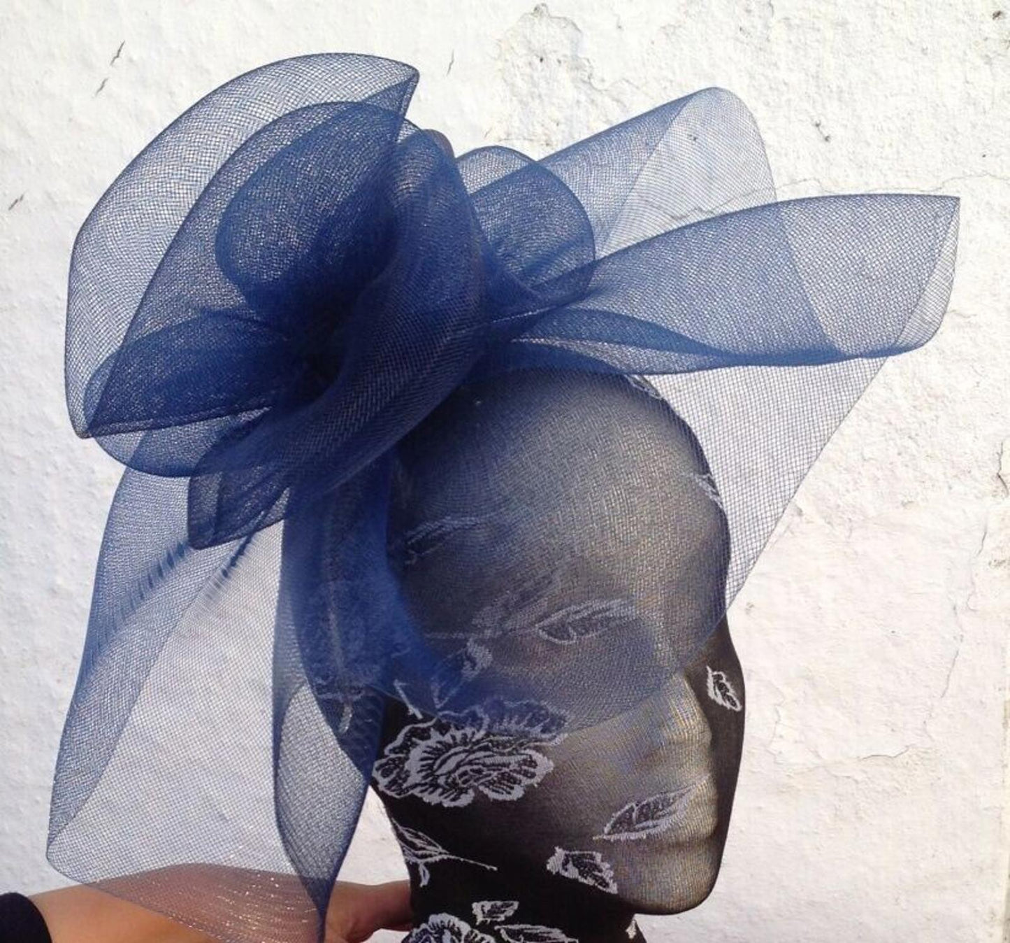 navy blue headband crin fascinator millinery hat wedding ascot