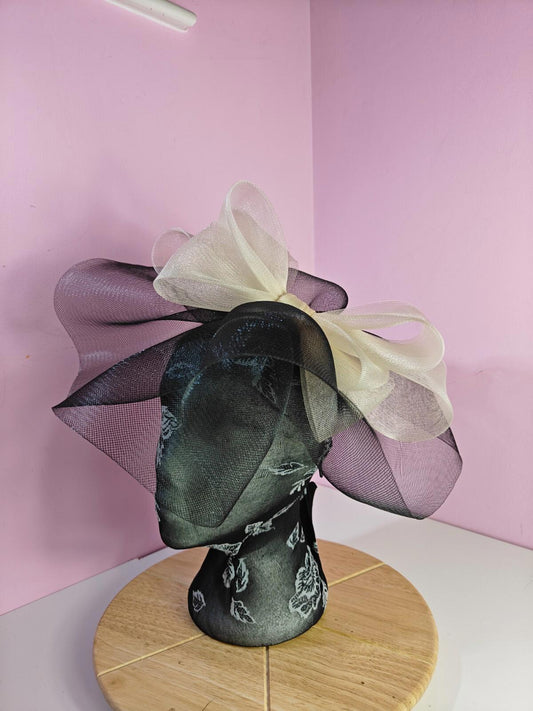 black cream fascinator millinery headband derby wedding hat ascot race