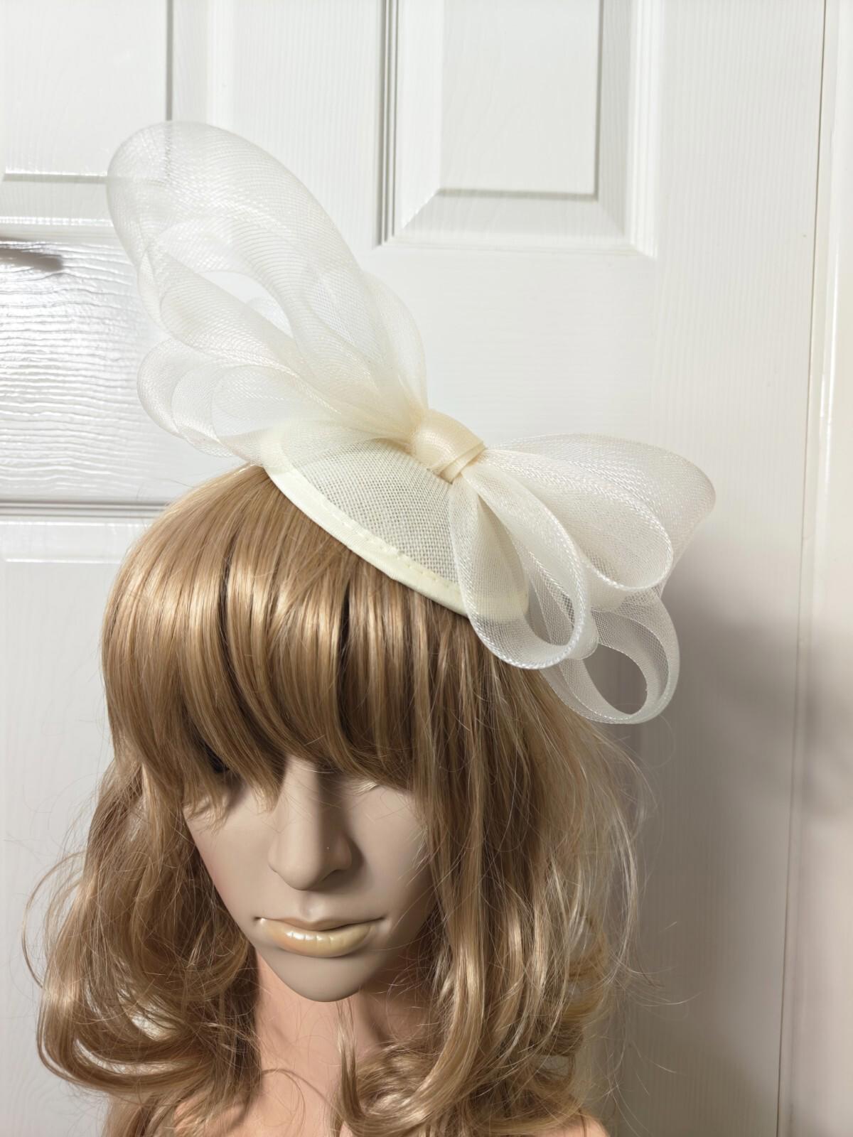 ivory fascinator millinery burlesque headband wedding hat ascot race