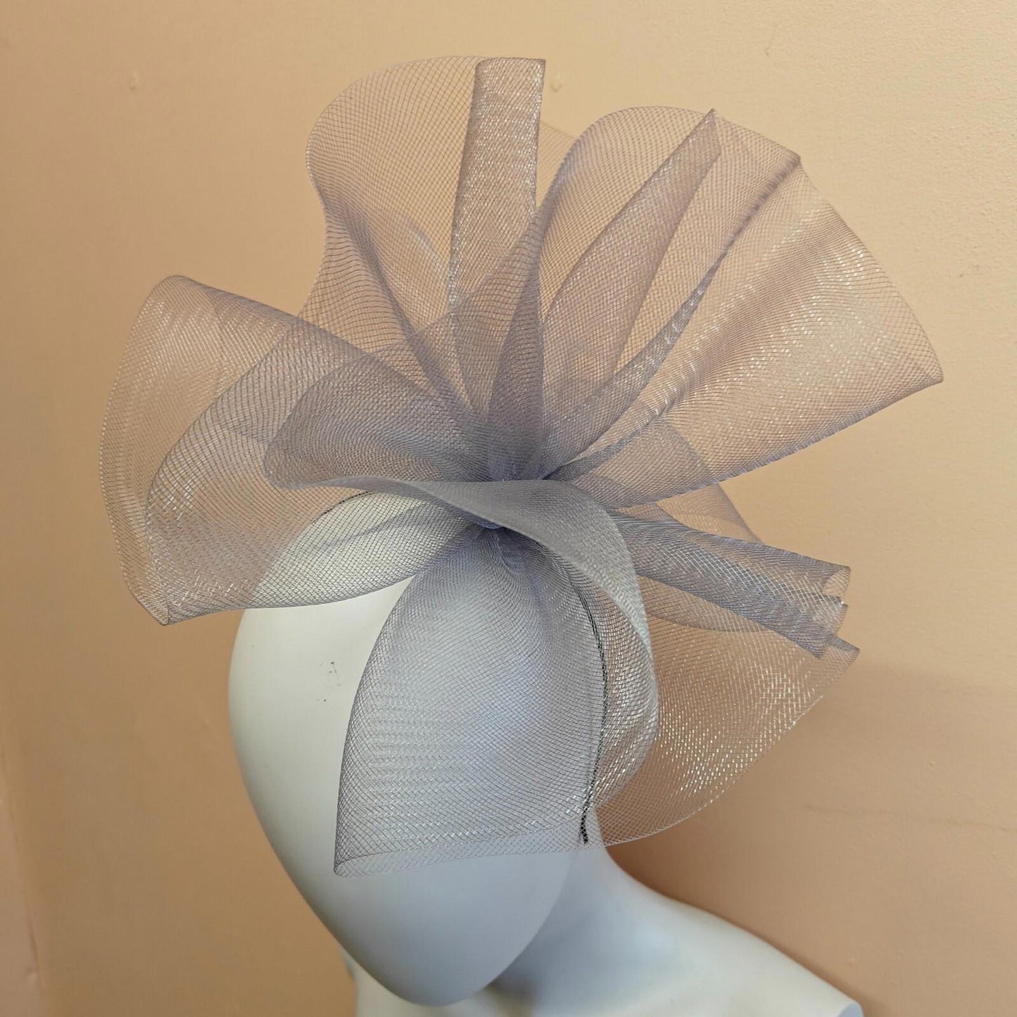 grey fascinator millinery burlesque headband wedding hat ascot race